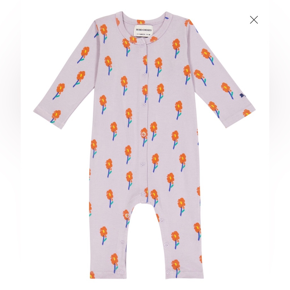 Bobo Choses Baby Purple Floral Cotton Onsie 3-6M